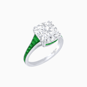 Cushion - Cut Gemstone Engagement Ring Mounting with French Cut Accent Stones - Shahin Jewelry